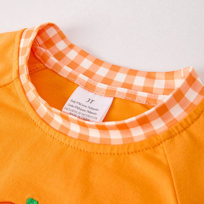 Boys Halloween Pumpkin Chenille Patches Orange Long Sleeves Top