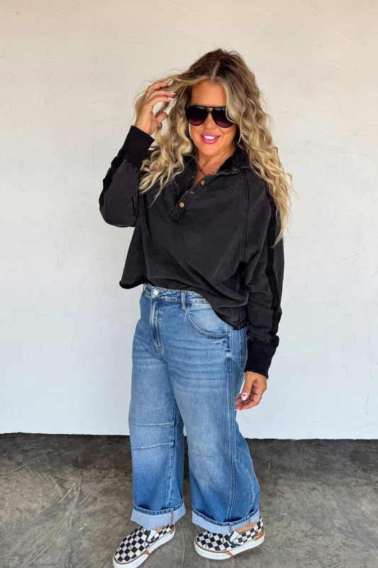 Limited Pre-Order: LONGER LENGTH Marley Snap Button Sweatshirt