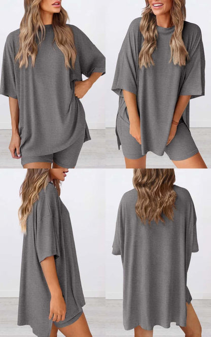 Pre-Order: Women's Causal T-shirt and Biker Shorts Set