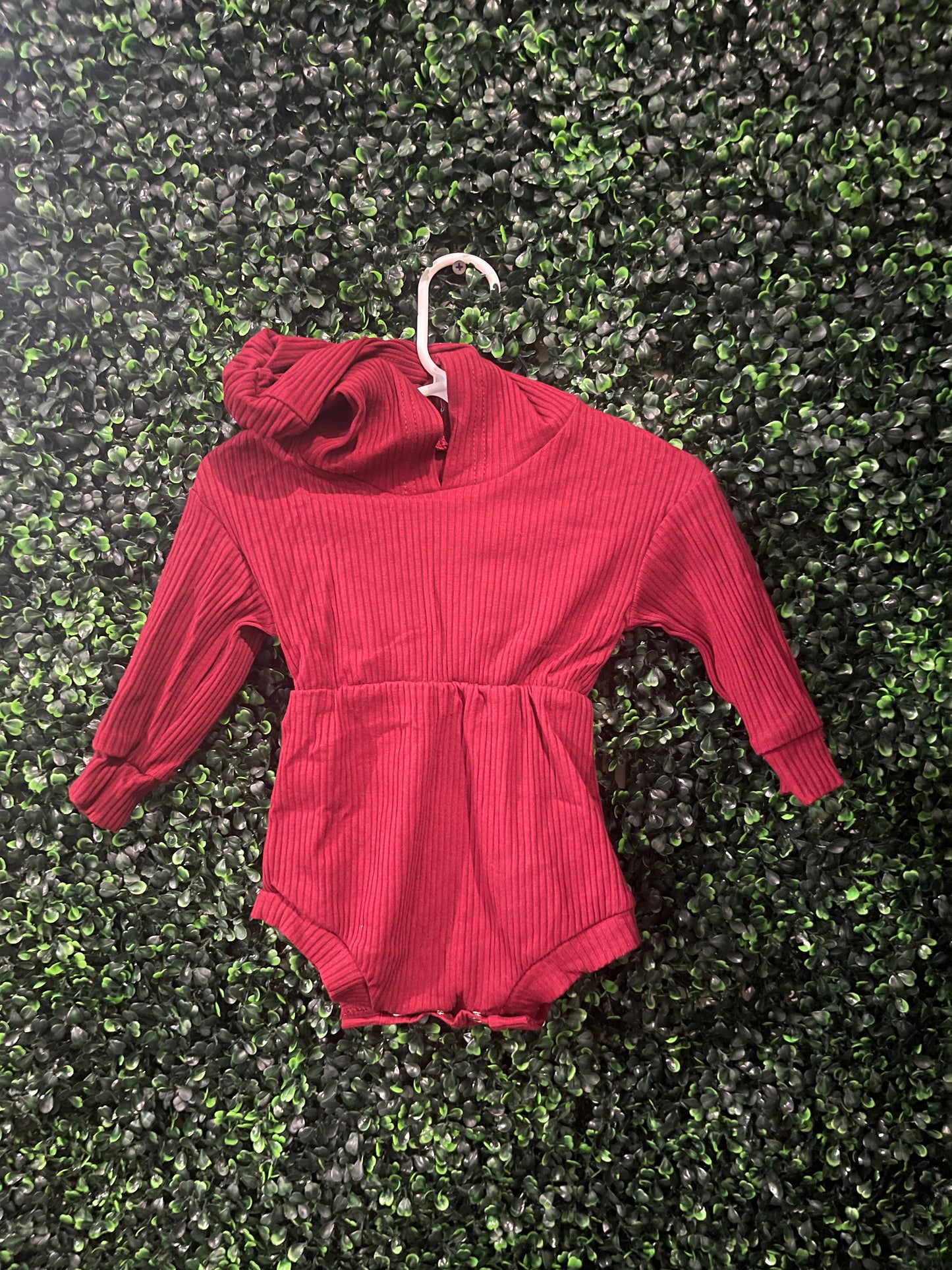 Ribbed Hooded Romper