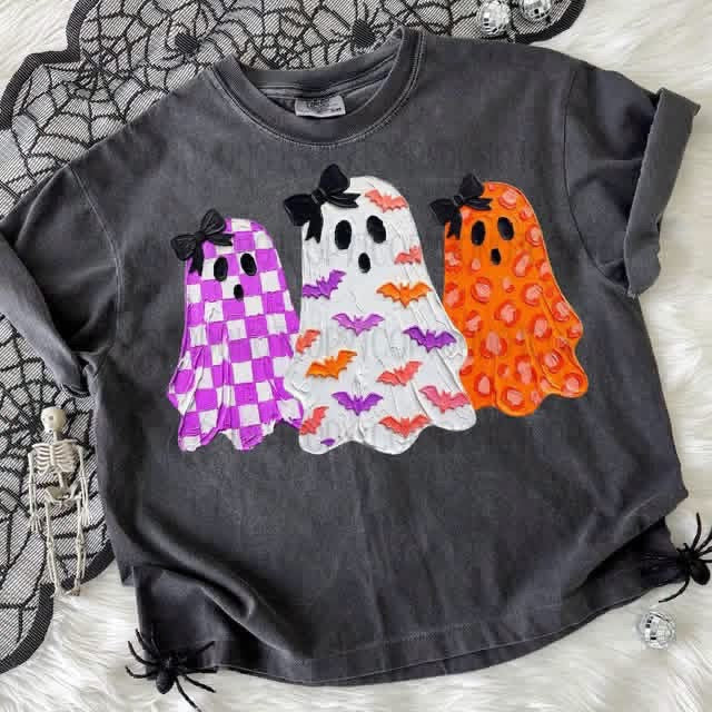 Pre-Order: Patterned Ghost or Trick or Treat Tee or Crew (Copy)