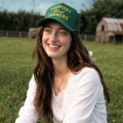 Ready to Ship: C.C SUPPORT LOCAL FARMERS Letter Two Tone Trucker Hat