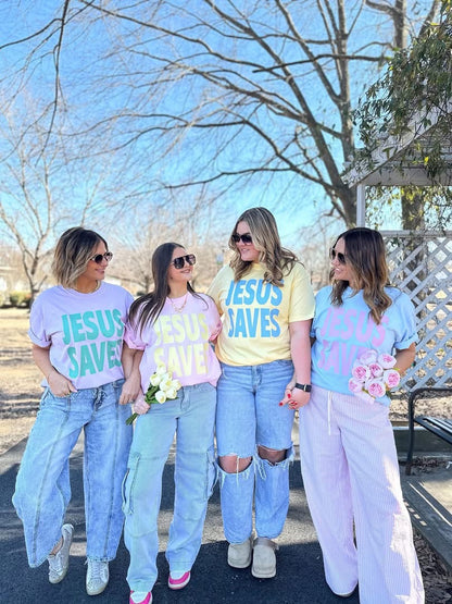 Pre-Order: 🩵💛💜🩷JESUS SAVES 🩷💜💛🩵 - Salt Threads