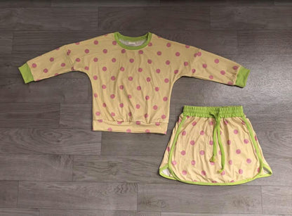 Pre-Order: Polka Dot Long Sleeve and Skort Set