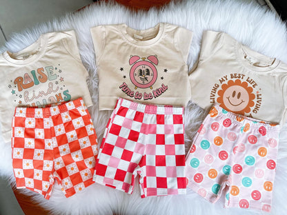 Girl’s Printed T-Shirt & Biker Shorts Set {RTS}