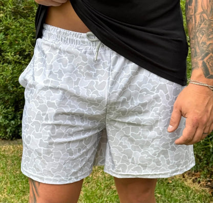 Pre-Order: WHITE CAMO BOYS & MENS SHORTS