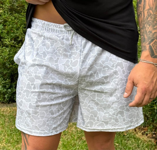 Pre-Order: WHITE CAMO BOYS & MENS SHORTS