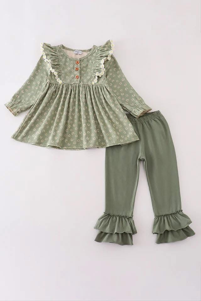 Ready to Ship: Sage Green Ruffle Set