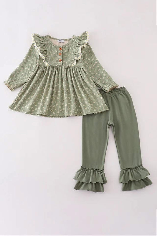 Ready to Ship: Sage Green Ruffle Set