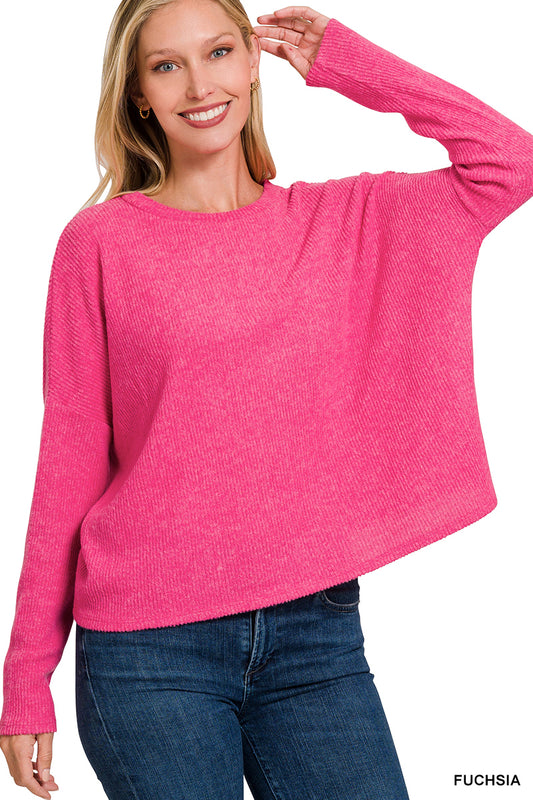Ribbed Dolman Long Sleeve Sweater {Ready to Ship}