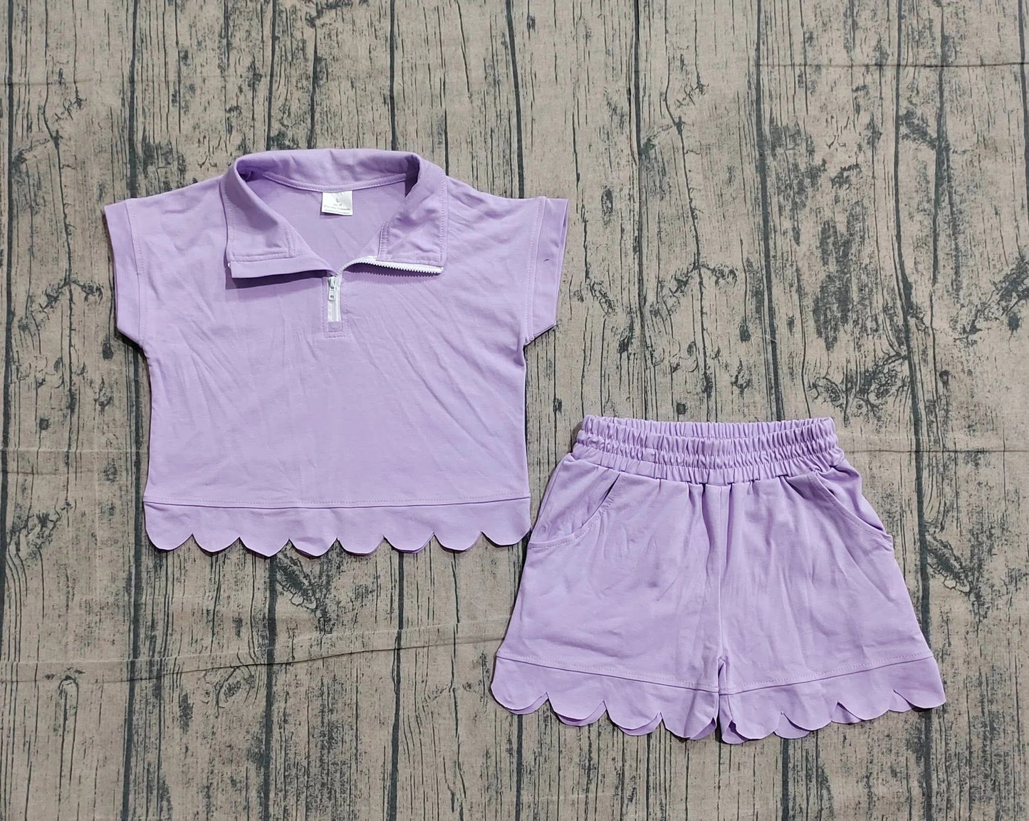 Pre-Order: Scalloped Zipper Pullover & Short Set