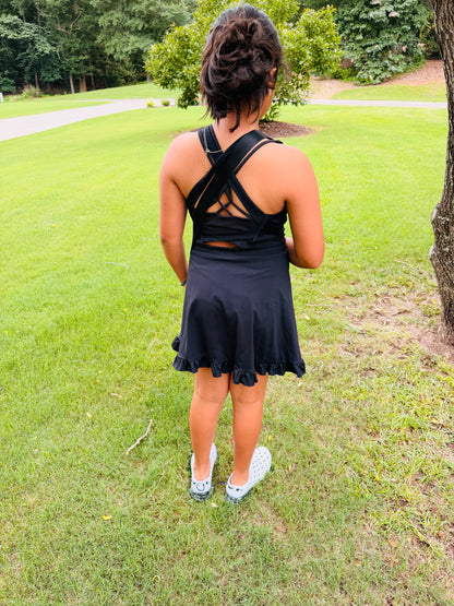 Pre-Order: Yoga Crossback Dresses with attached shorts