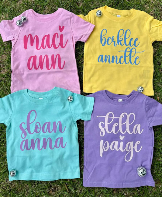 🩷💙Kids Custom Name Tees {PREORDER}💙🩷