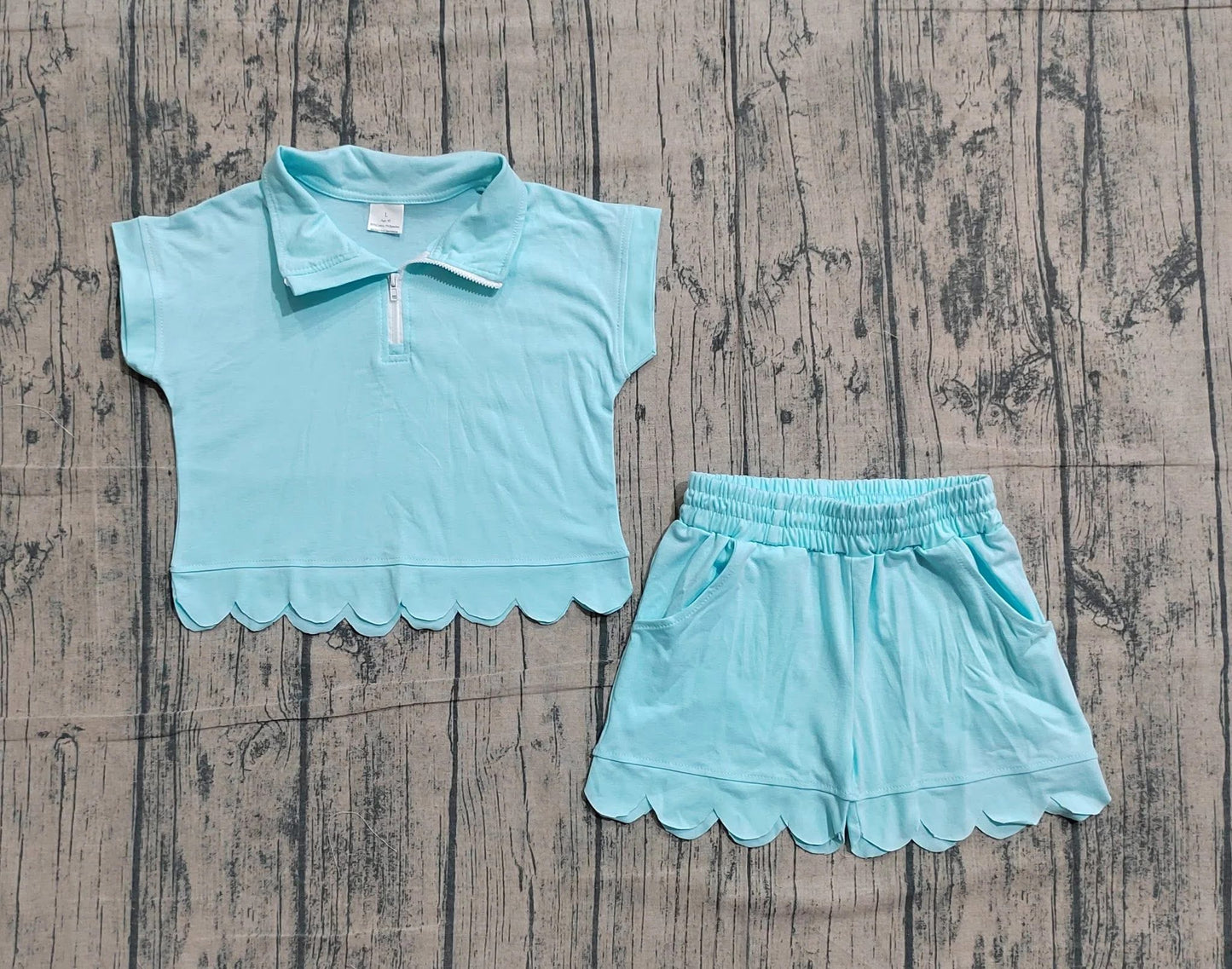 Pre-Order: Scalloped Zipper Pullover & Short Set