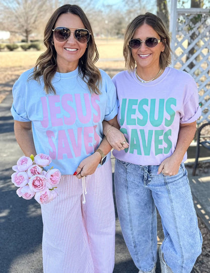 Pre-Order: 🩵💛💜🩷JESUS SAVES 🩷💜💛🩵 - Salt Threads