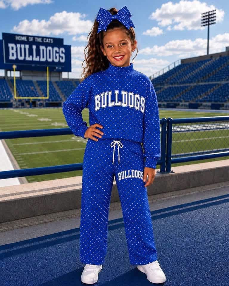 Pre-Order: BLUE BULLDOGS Mock Neck & Wide Leg Set