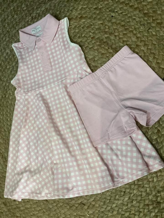 Ready to Ship: Pink Gingham Dress with Shorts