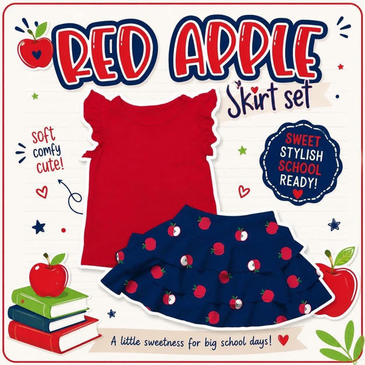 Pre-Order: Red Apple Skirt Set