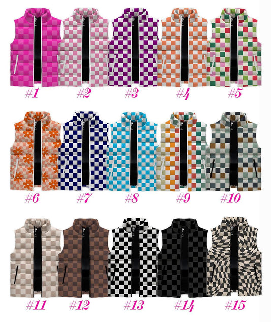 Pre-Order: Kid Checkered Cozy Puffer Vests