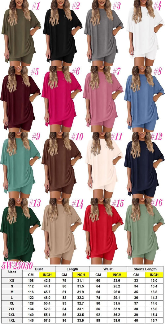 Pre-Order: Women's Causal T-shirt and Biker Shorts Set