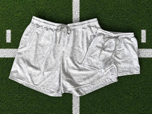 Pre-Order: WHITE CAMO BOYS & MENS SHORTS