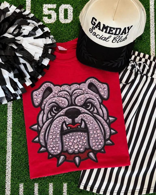 Pre-Order: GEORGIA GIRL COLLECTION Faux Rhinestone Bulldog Tee