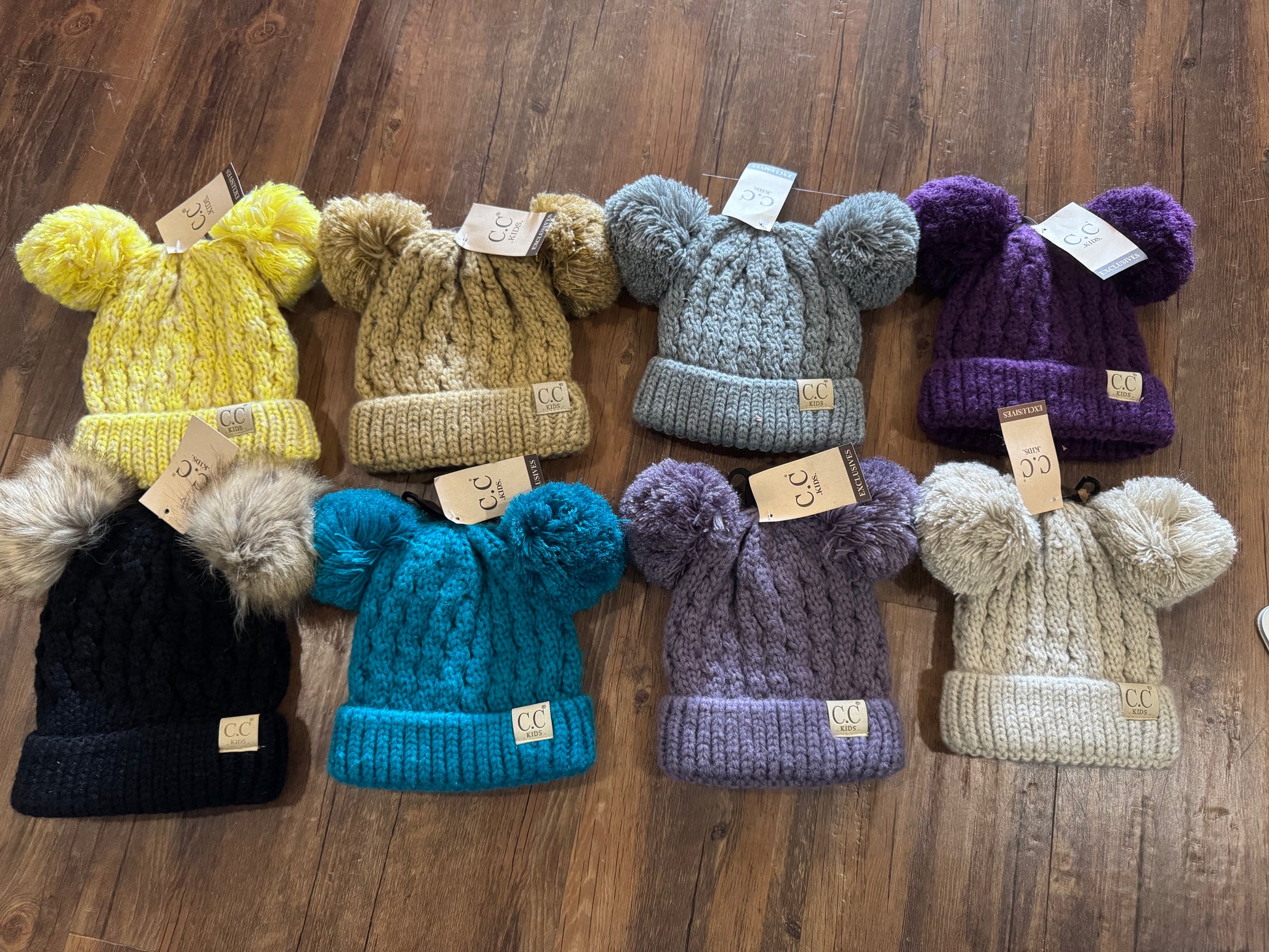 Kids CC Double Pom Beanie {RTS} - Salt Threads
