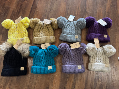 Kids CC Double Pom Beanie {RTS} - Salt Threads