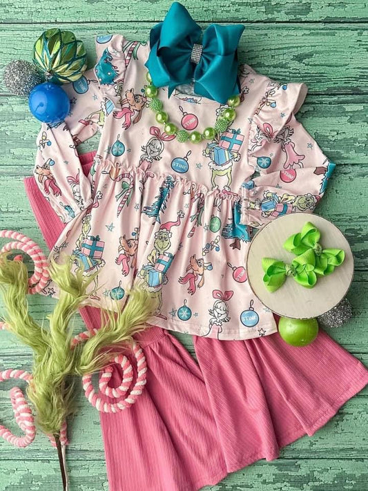 Pink Grinch Bell Set {RTS}