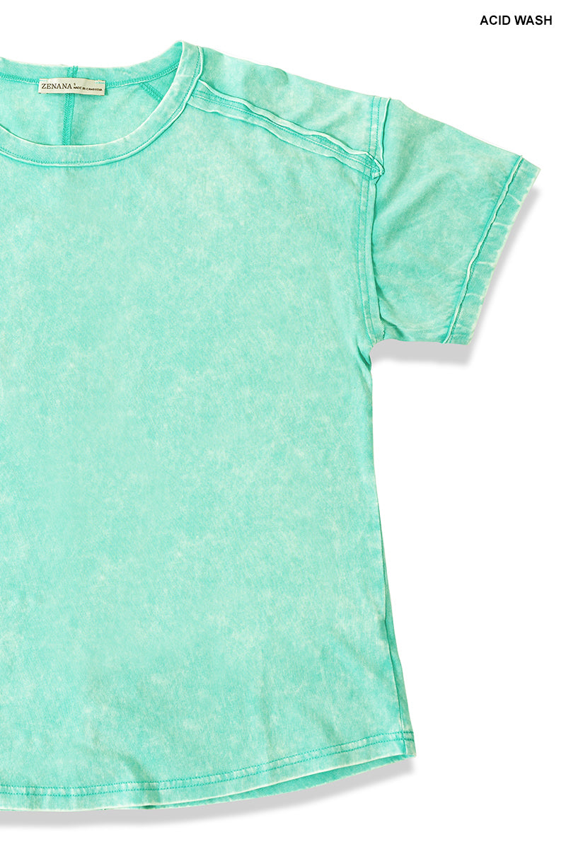 Ready to Ship: Zenana Acid Wash Round Neck Tops - Salt Threads
