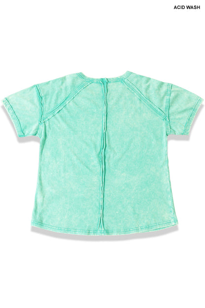 Ready to Ship: Zenana Acid Wash Round Neck Tops - Salt Threads