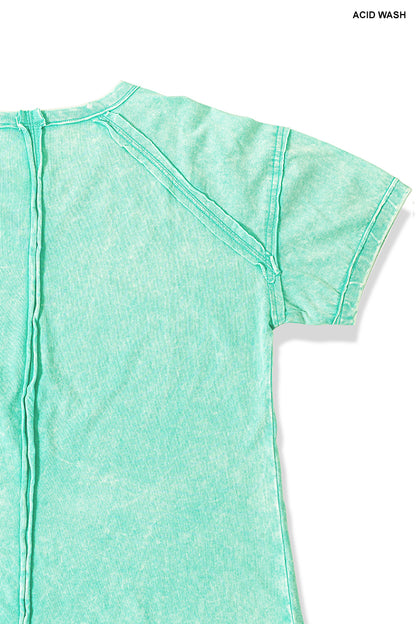 Ready to Ship: Zenana Acid Wash Round Neck Tops - Salt Threads