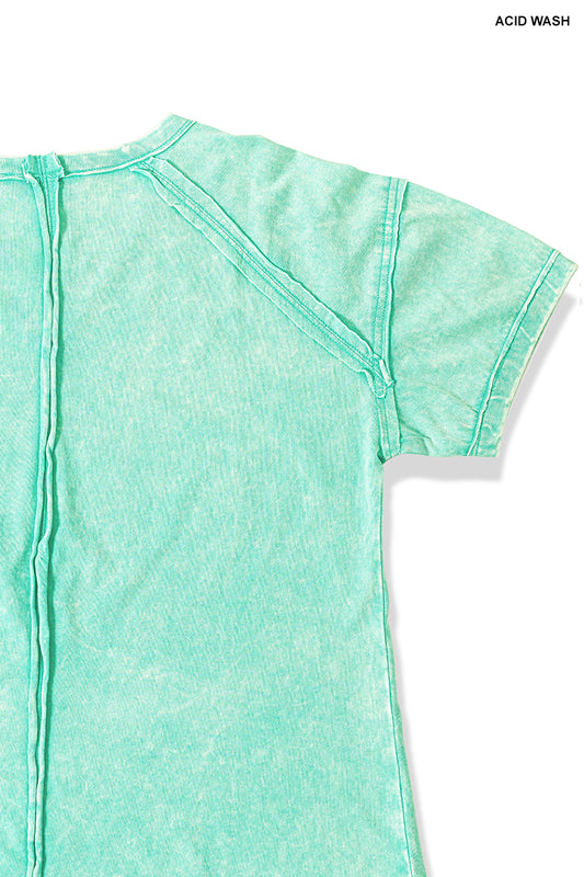 Ready to Ship: Zenana Acid Wash Round Neck Tops - Salt Threads