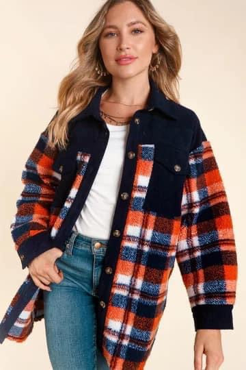 Navy Plaid Sherpa {RTS}