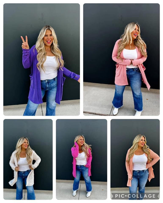 Candy Pink Valentine Reese Ribbed Cardigan {RTS}