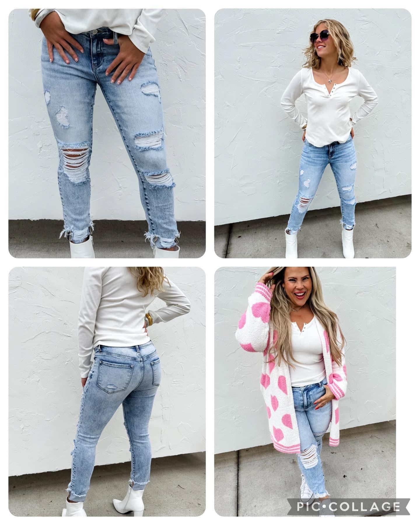 Billie Distressed Skinny Jeans {RTS}