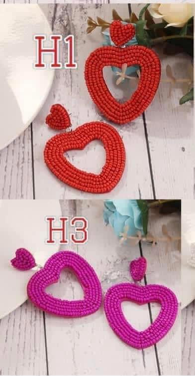 Beaded Heart Earrings {RTS}