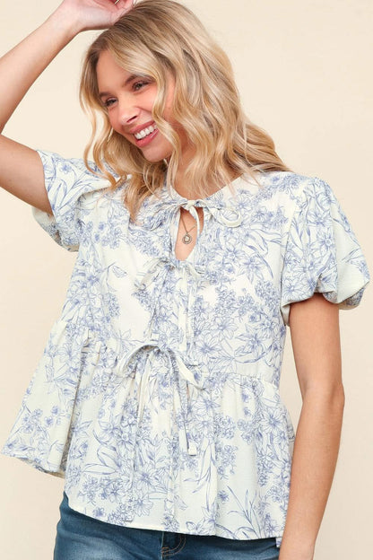 ⭐️ Blue Floral Tie Front Top {RTS} ⭐️