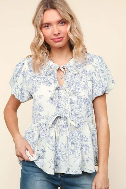 ⭐️ Blue Floral Tie Front Top {RTS} ⭐️