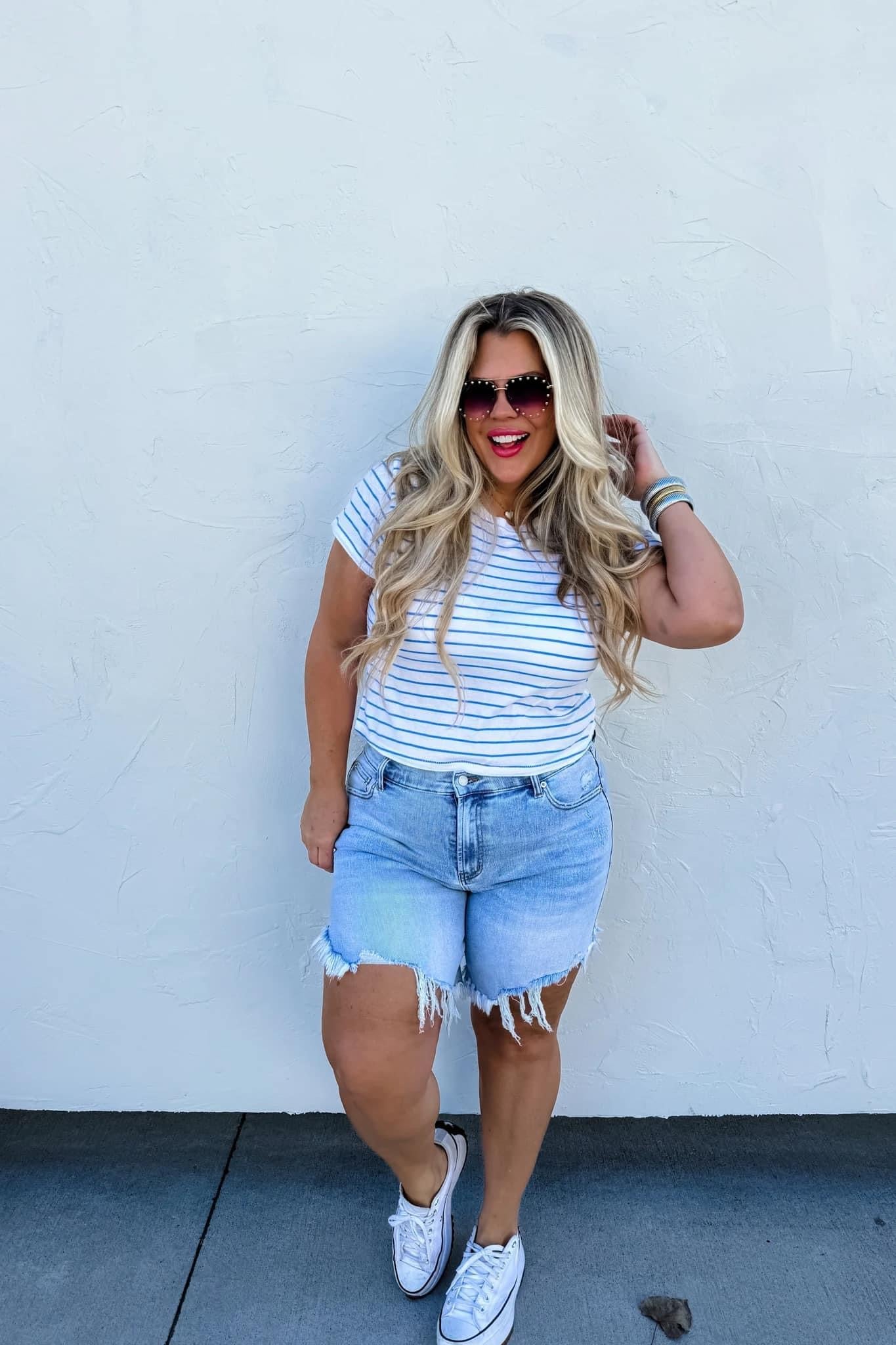 Dylan Lightwash Frayed Hem Shorts {RTS}