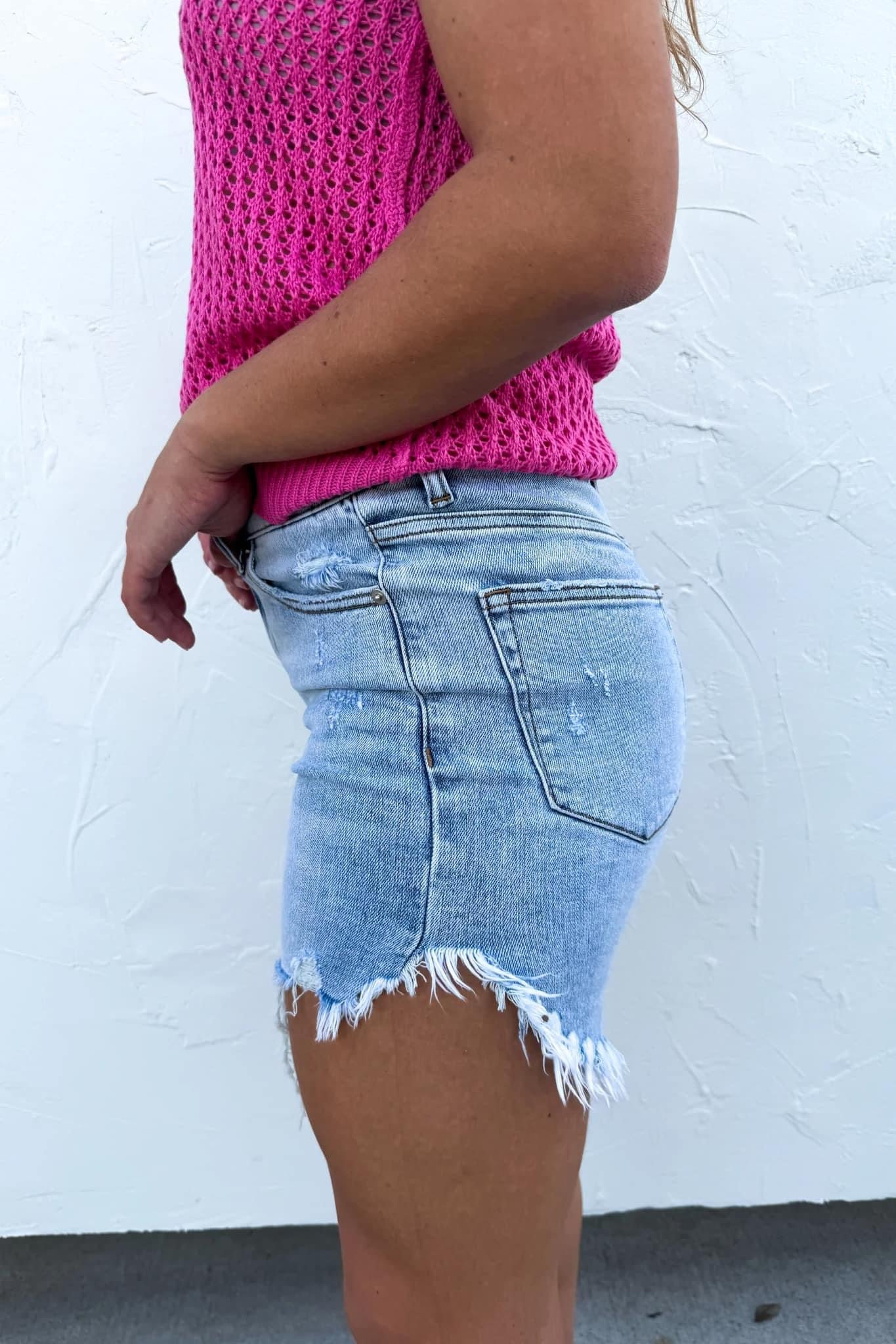 Dylan Lightwash Frayed Hem Shorts {RTS}