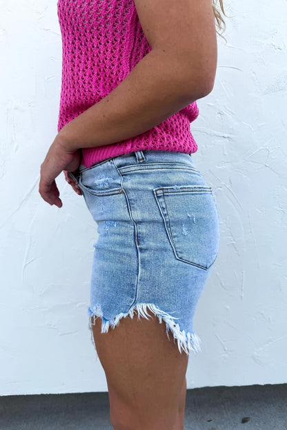 Dylan Lightwash Frayed Hem Shorts {RTS}
