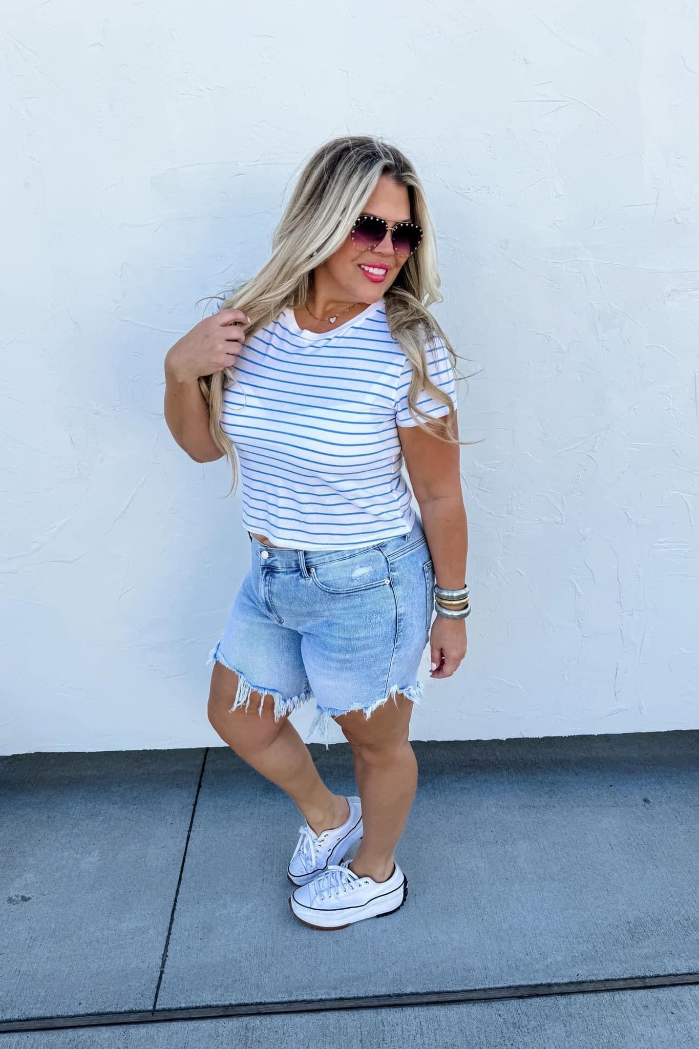 Dylan Lightwash Frayed Hem Shorts {RTS}