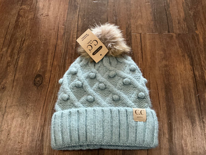Kids Bobble Knit Faux Fur Pom CC Beanie - Salt Threads
