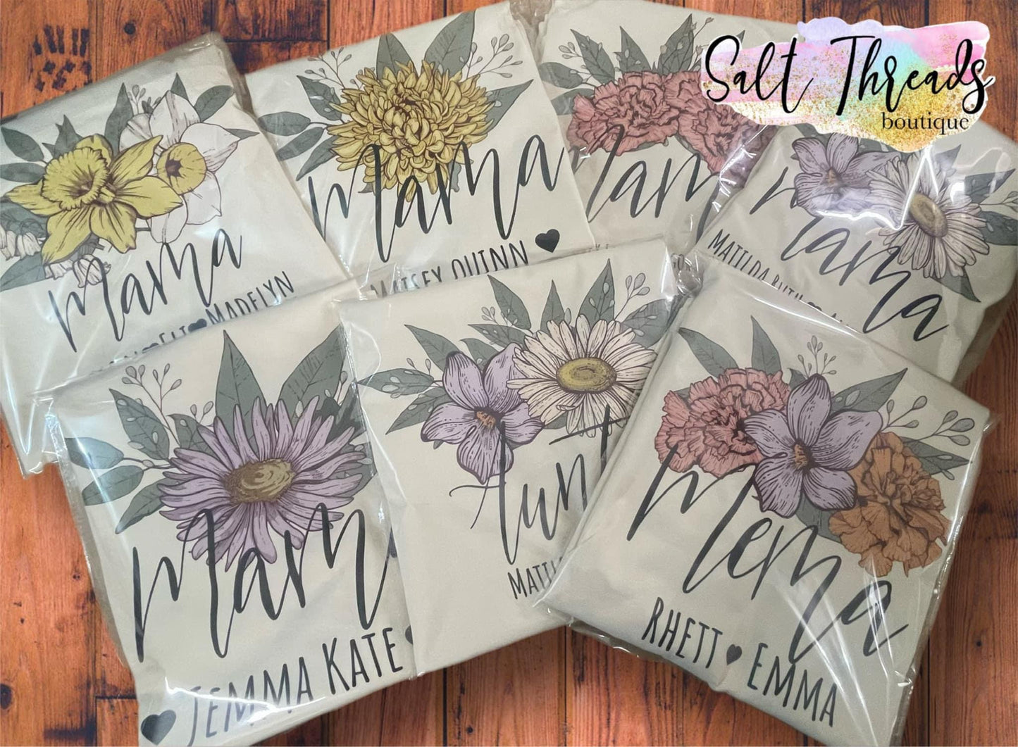 Pre-Order: Personalized Birth Flower Tees/Crews/Totes/Digital