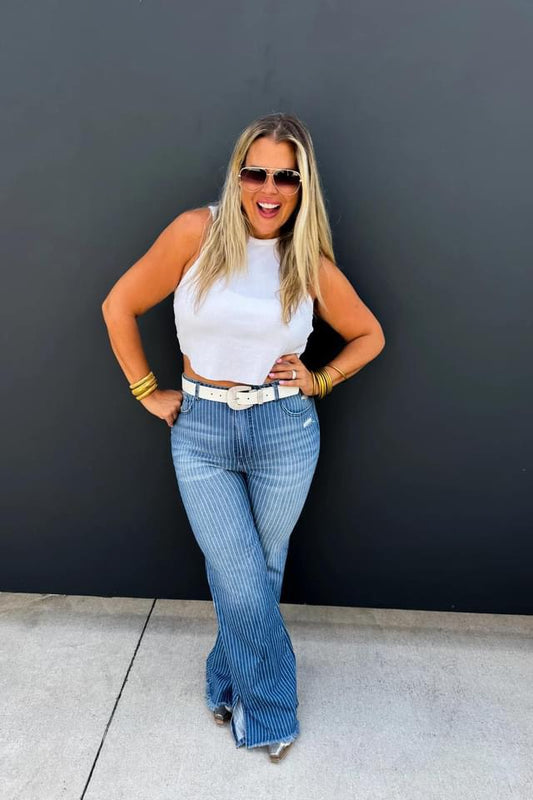 ⭐️ Take Sides Pinstripe Jeans ⭐️ {RTS}