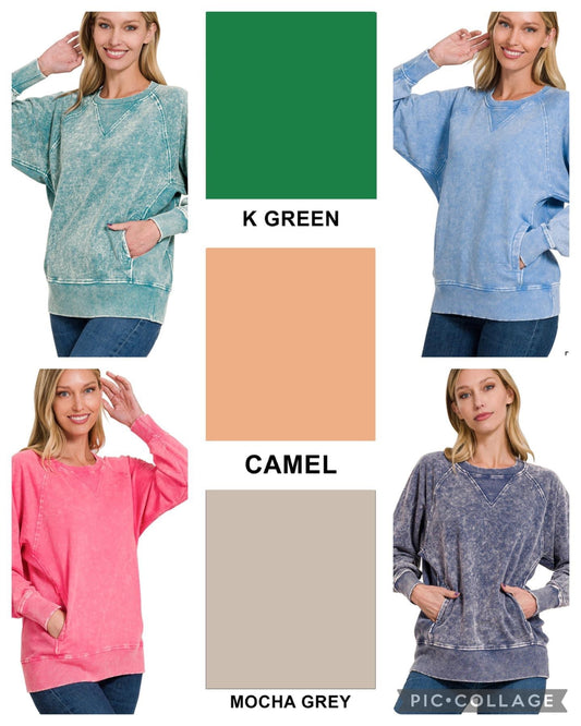 Women's Acid Washed French Terry Pullover {RTS}