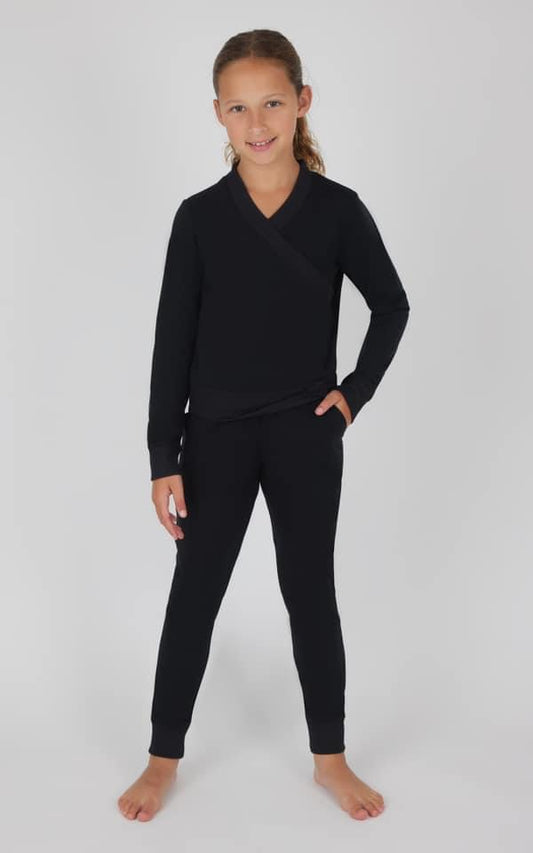 Girls Black Crossover Jogger Set {RTS}