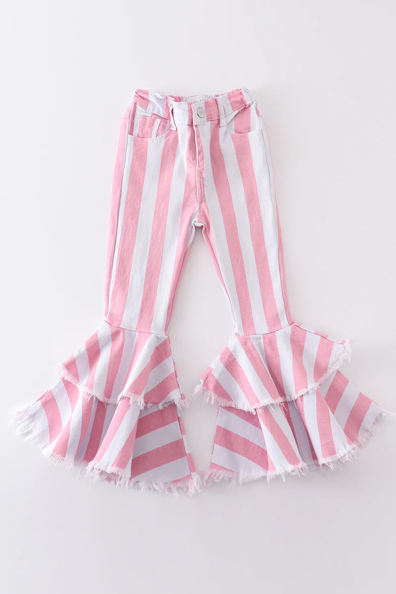 Pink stripe double layered denim jeans Size 6