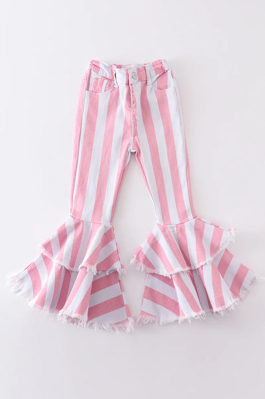 Pink stripe double layered denim jeans Size 6